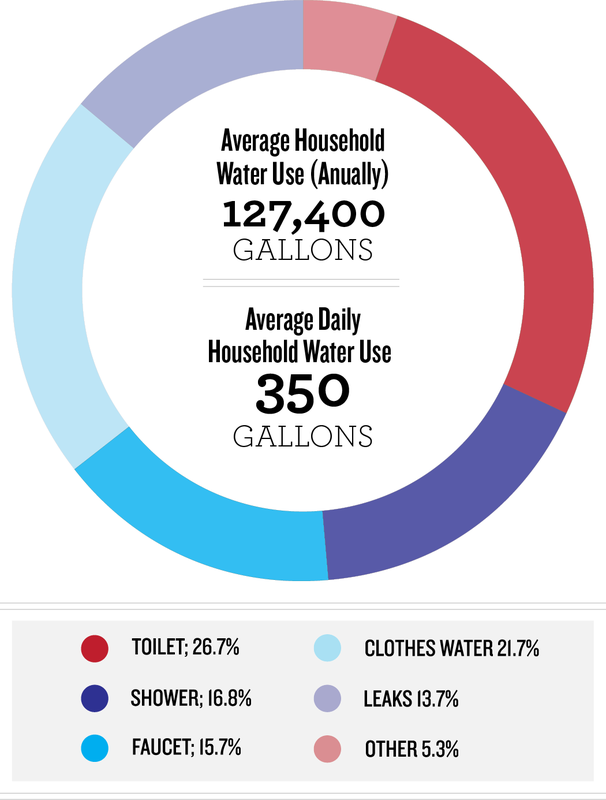 How much water do we use daily per household?